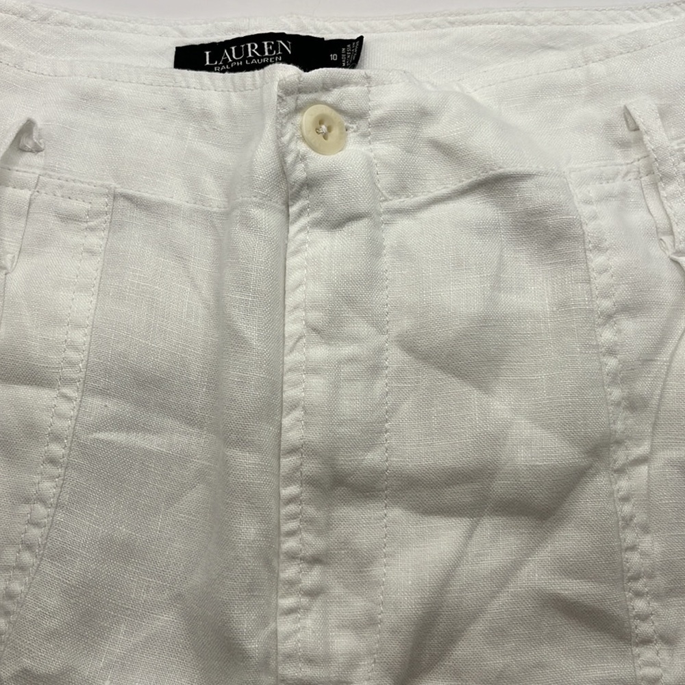 Lauren Ralph Lauren White Linen High Rise Shorts Size 10-SOLD - Picture 15 of 16